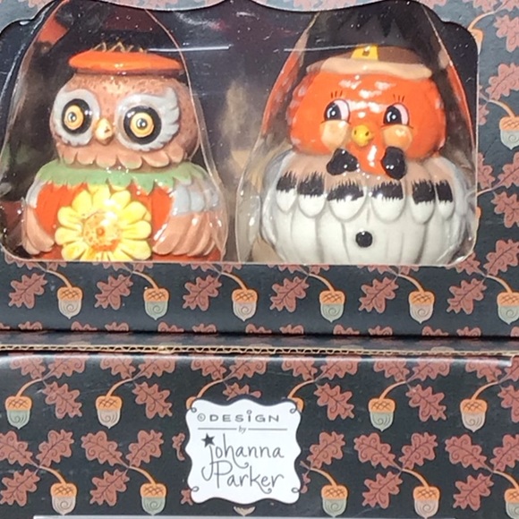 Johanna Parker turkey and owl Salt & Pepper Shakers 🍁 - Picture 13 of 16